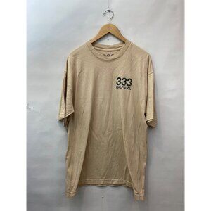 333 Half Evil Men's Tan Short Sleeve T Shirt Camo Logo Large Cotton Streetwear